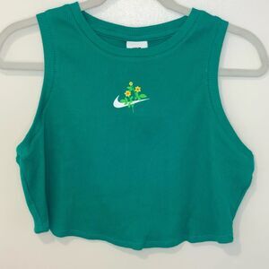Nike Women's Sportswear Essential Cropped Ribbed Tank Top green sz L shirt